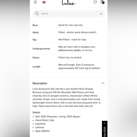 ❤️Lulu’s flutter sleeve smocked midi dress gold/rust - Picture 3 of 4